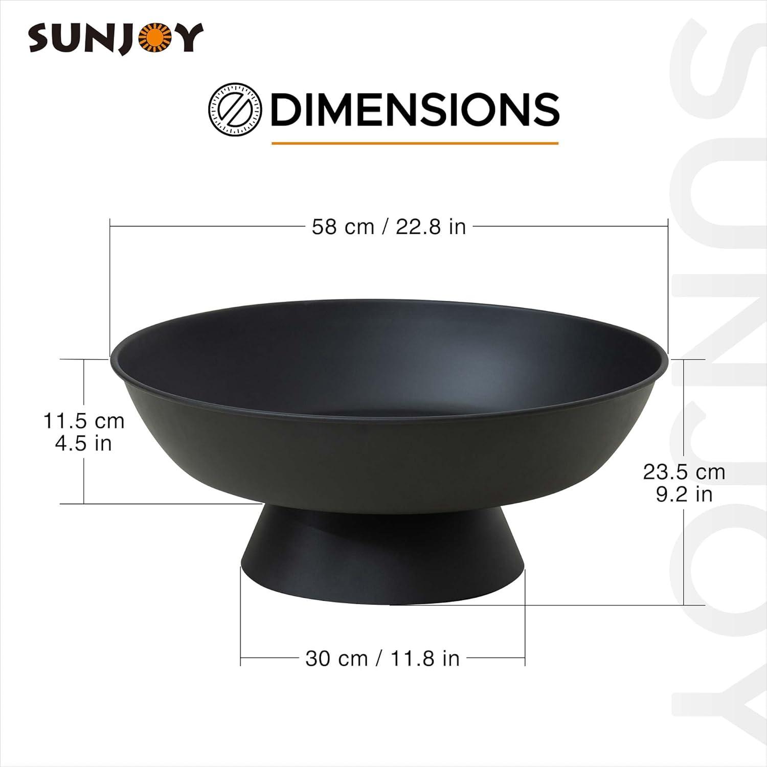 Sunjoy 22'' Black Steel Round Wood Burning Fire Pit