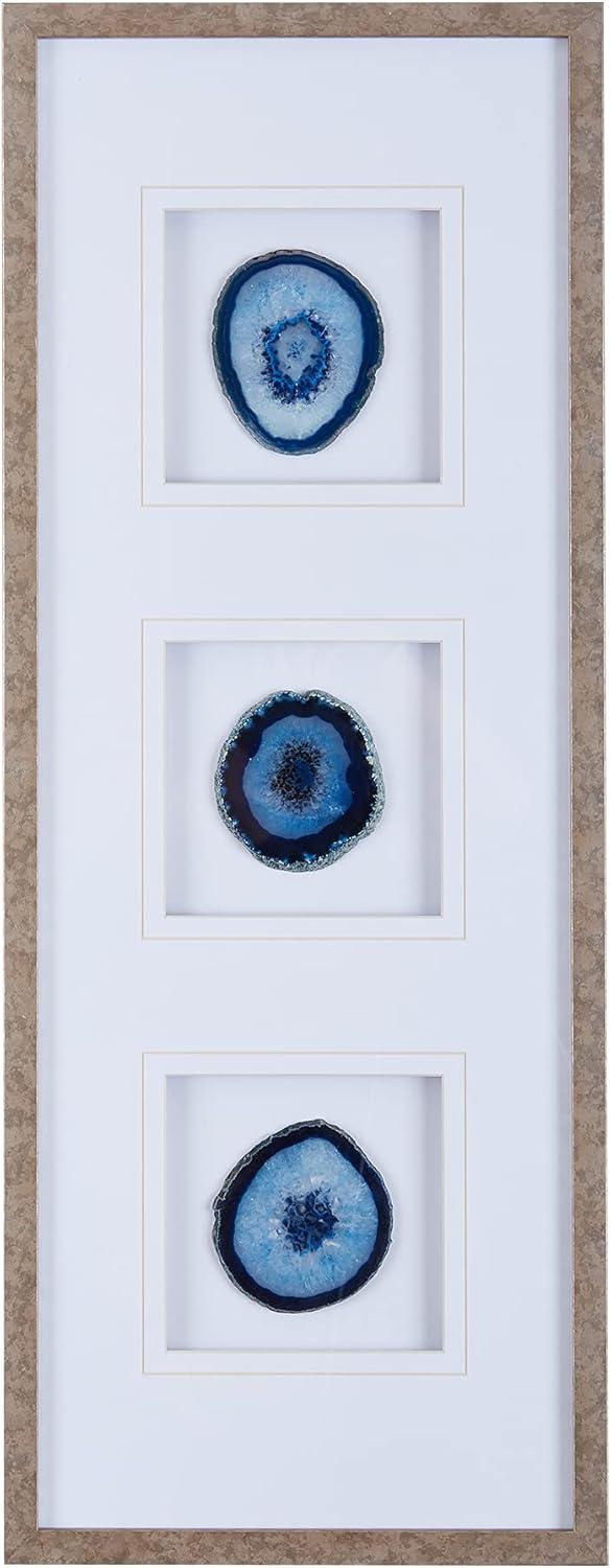 Blue Agate Trio Framed Wall Decor with Glass