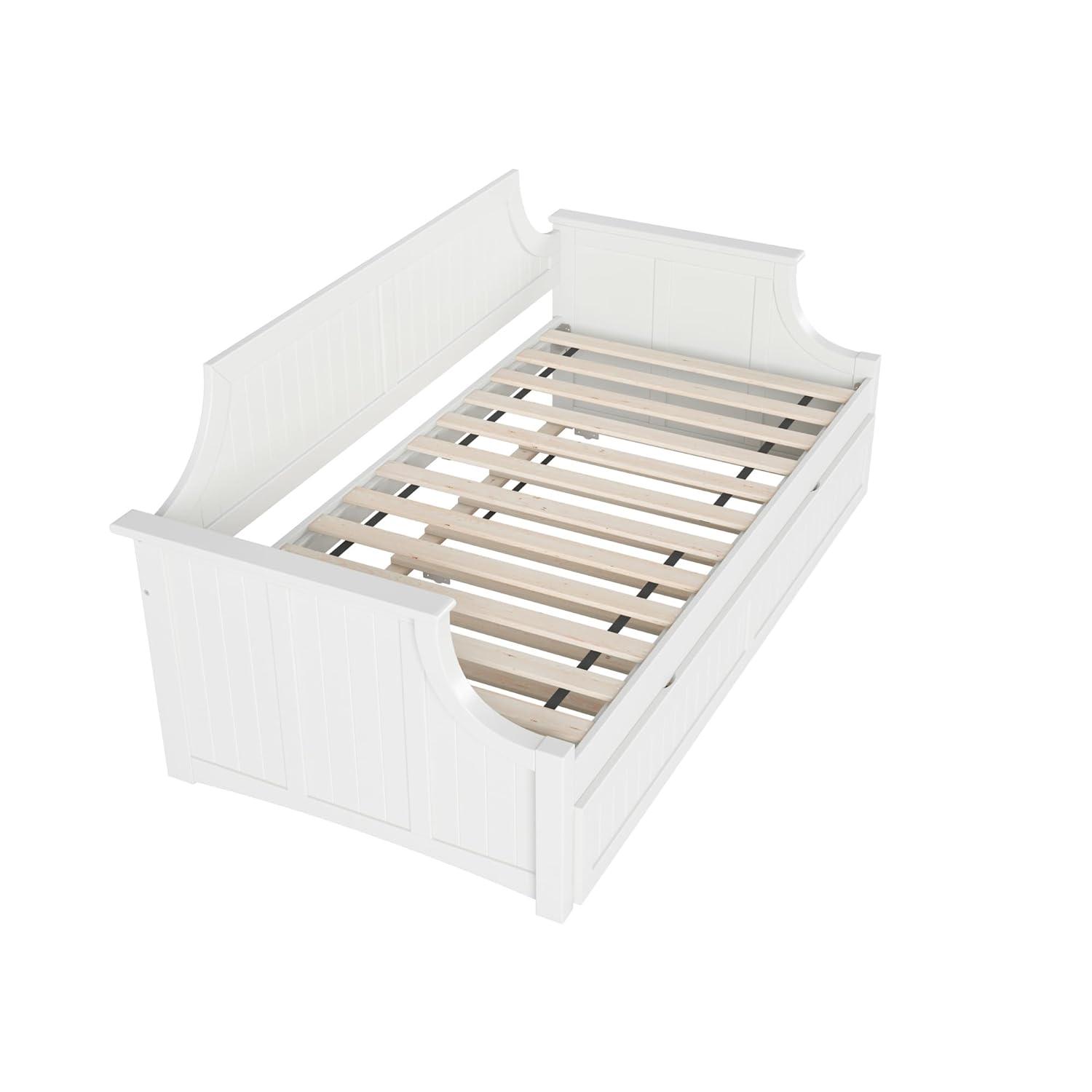 AFI Cambridge Twin Wood Daybed with Twin Size Trundle in White