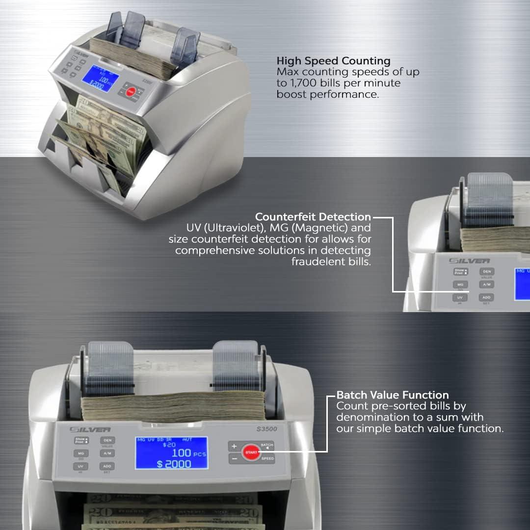 SILVER by AccuBANKER S3500 Flex Bill Counter (AB3500)