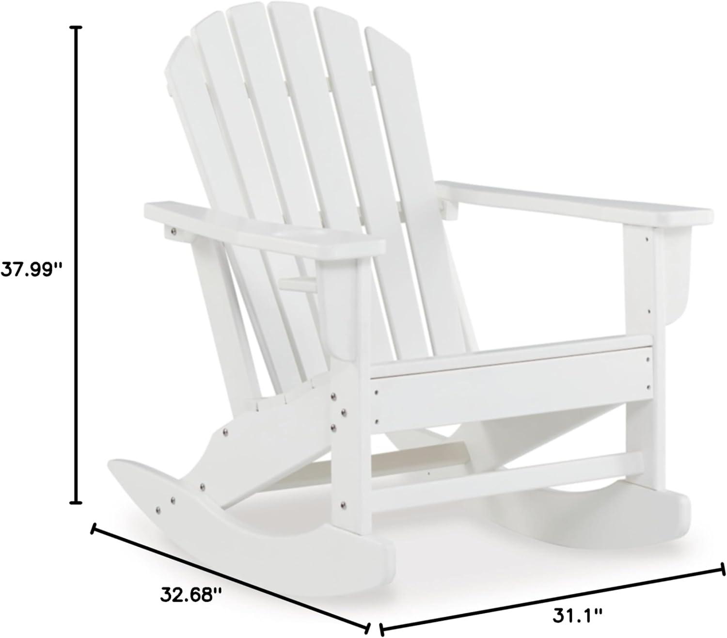 Signature Design by Ashley Sundown Treasure Outdoor Patio HDPE Weather Resistant Adirondack Rocking Chair, White