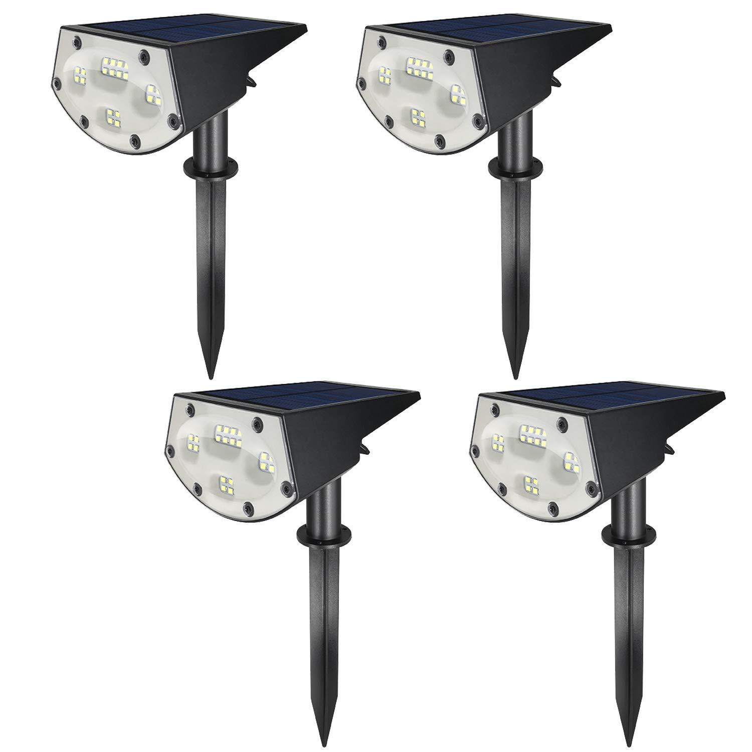 WBM Solar Spot Lights Outdoor,20 LED Waterproof Landscape Spotlight, 500 Lm -Warm White Light,4 Pack
