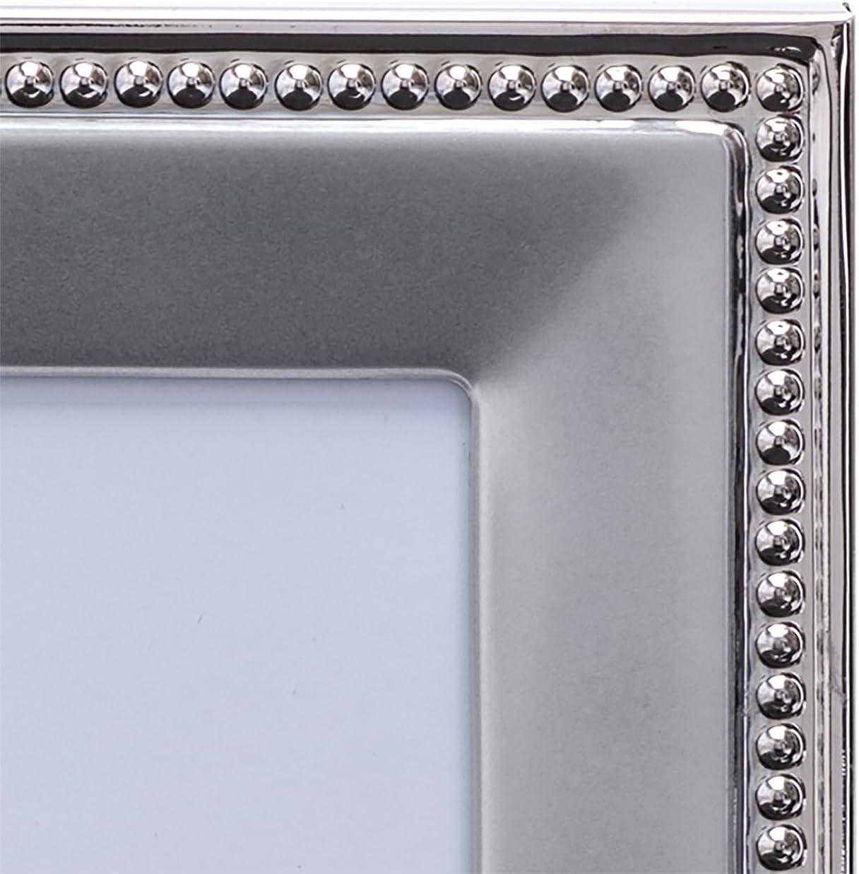 Malden International Designs Classic Silver Metal With Silver Beads 2-Tone Picture Frame, 5x7, Silver