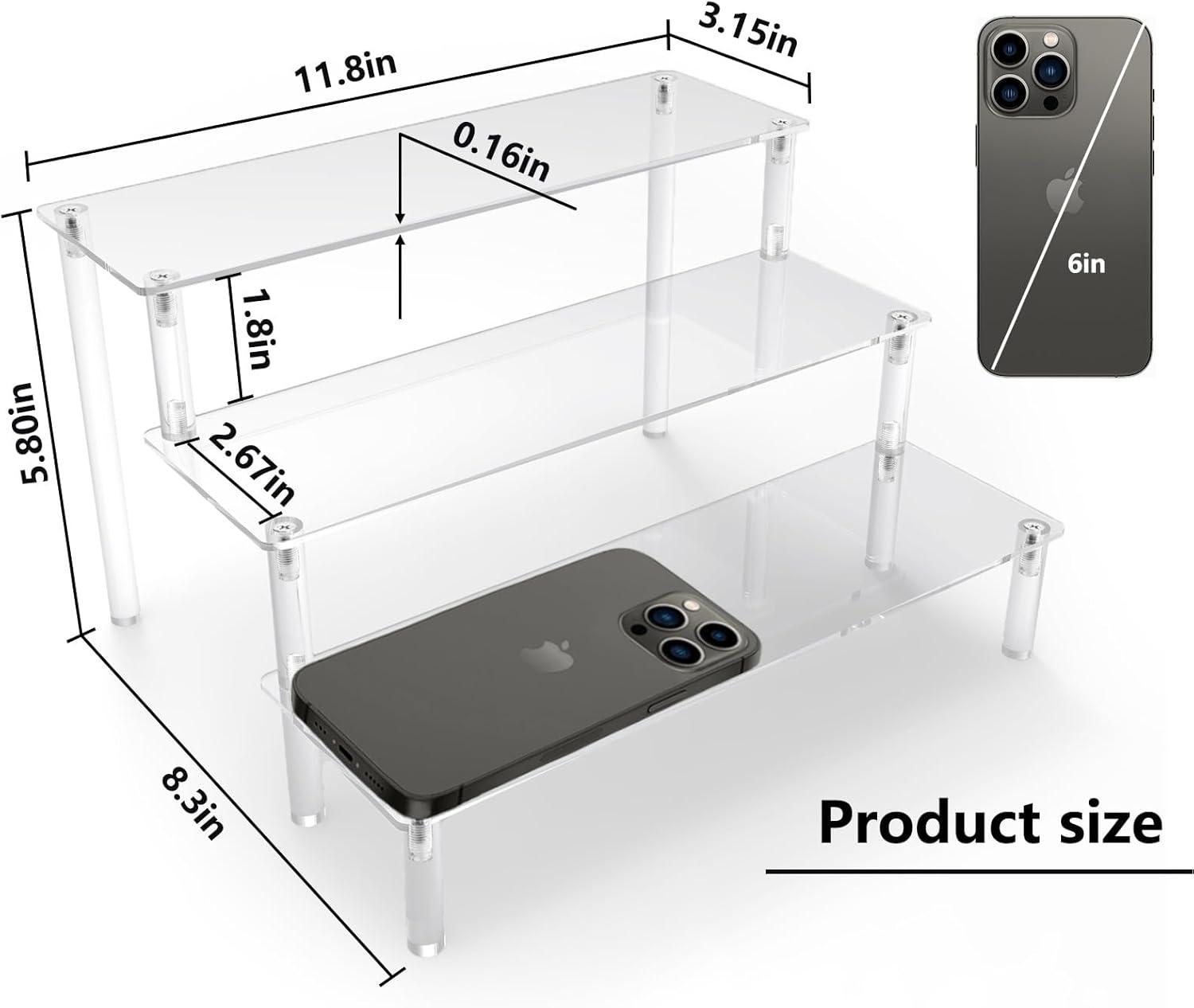 Clear Acrylic 3-Tier Display Risers for Organizing and Displaying