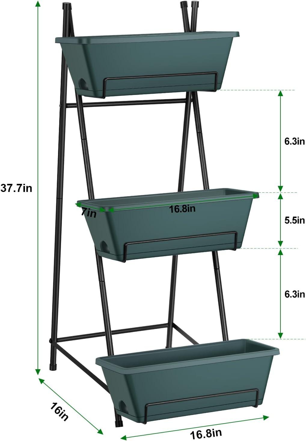 Green 3-Tier Vertical Garden Planter with Metal Frame