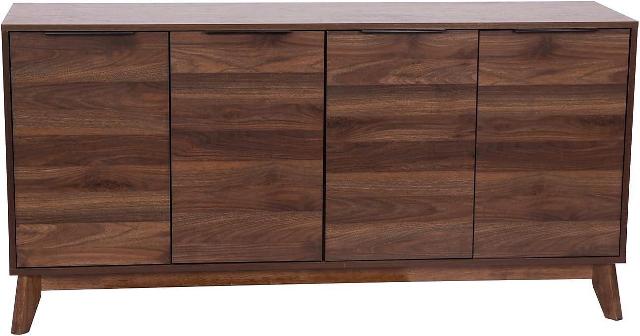 Flash Furniture 60" Buffet Cabinet with 4 Soft Close Doors and Adjustable Shelves - Dark Walnut