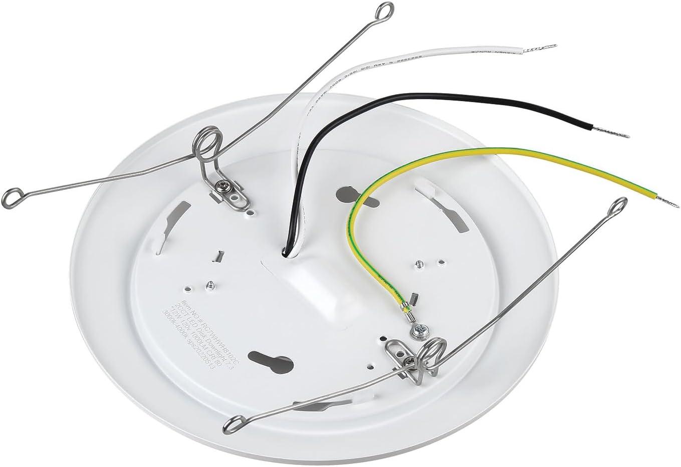 Designers Fountain LED Recessed Ceiling Lights 6 Pack, 7 inch CCT Disk Light Fixtures, Dimmable, 1000 Lumens, 3000K /4000K, White Trim, RC7WHWH8102C-6