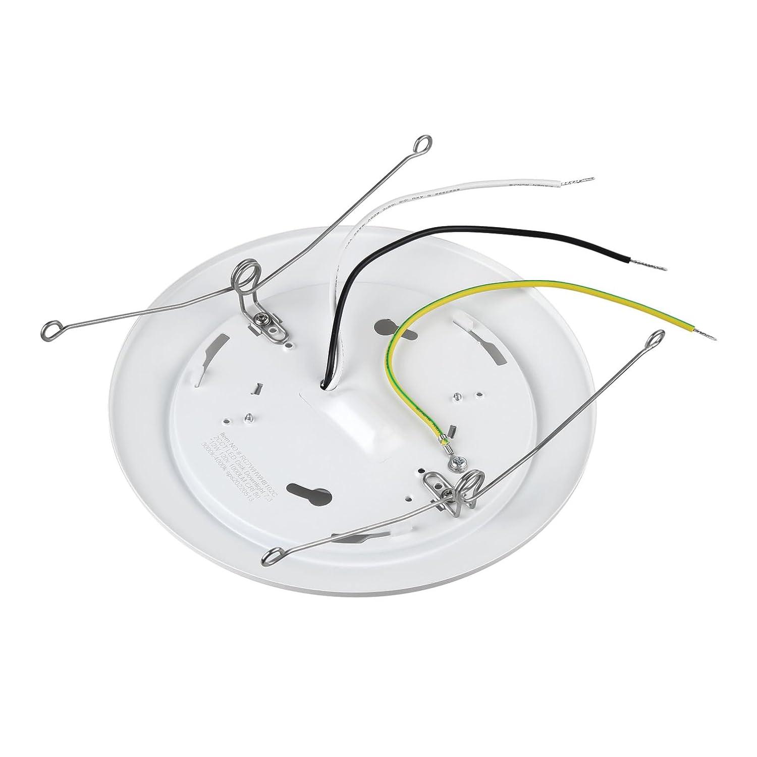 Designers Fountain LED Recessed Ceiling Lights 6 Pack, 7 inch CCT Disk Light Fixtures, Dimmable, 1000 Lumens, 3000K /4000K, White Trim, RC7WHWH8102C-6