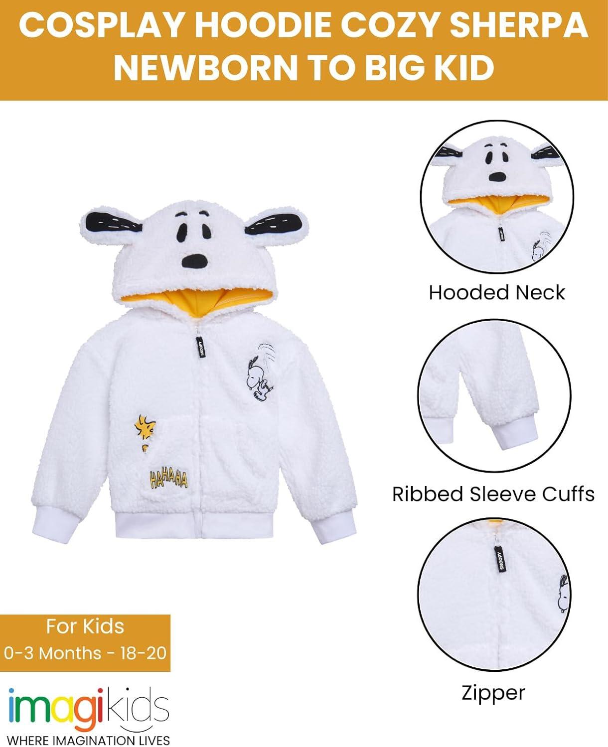 Snoopy Peanuts Woodstock Infant Baby Boys Cozy Faux Sherling Cosplay Hoodie White 18 Months
