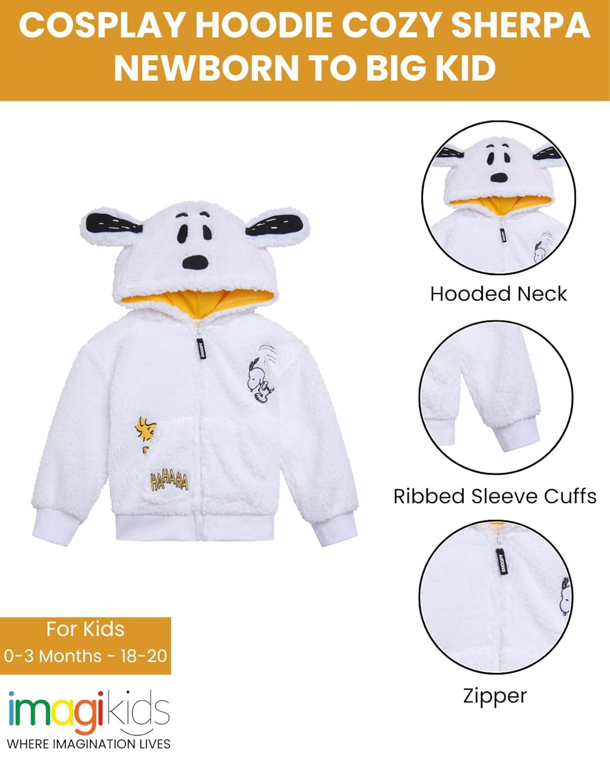 Snoopy Peanuts Woodstock Infant Baby Boys Cozy Faux Sherling Cosplay Hoodie White 18 Months