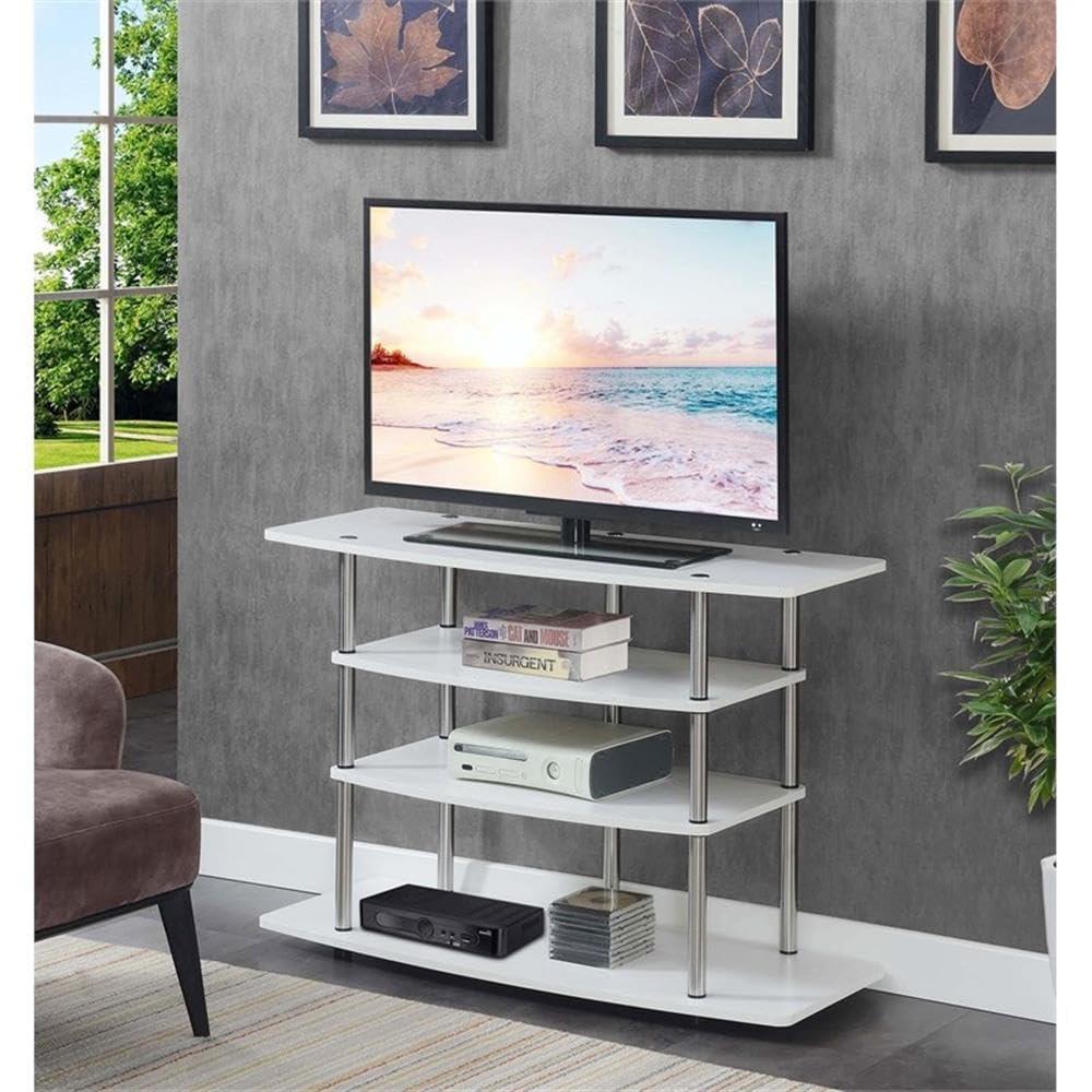 Convenience Concepts Designs2Go No Tools Wide Highboy 4 Tier TV Stand for TVs up to 46", White