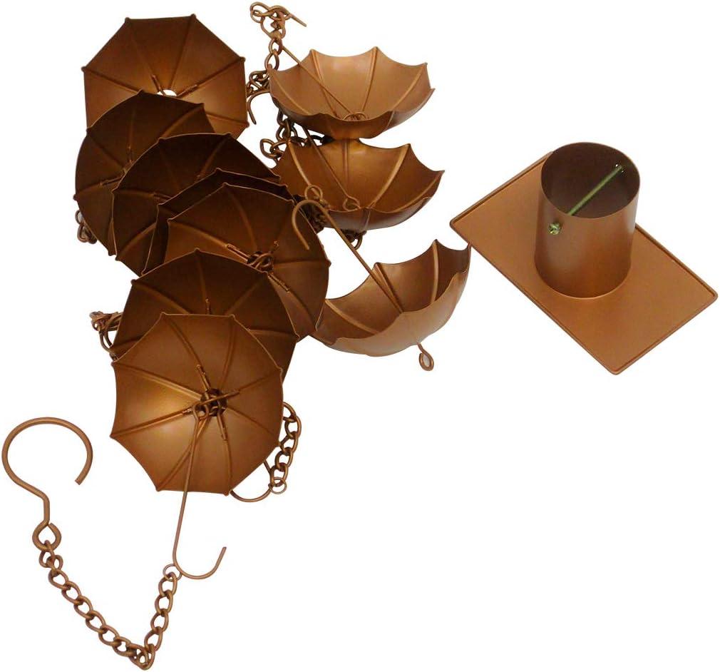 Copper Colored Rain Chain for Gutters & Downspouts (Umbrella Design)