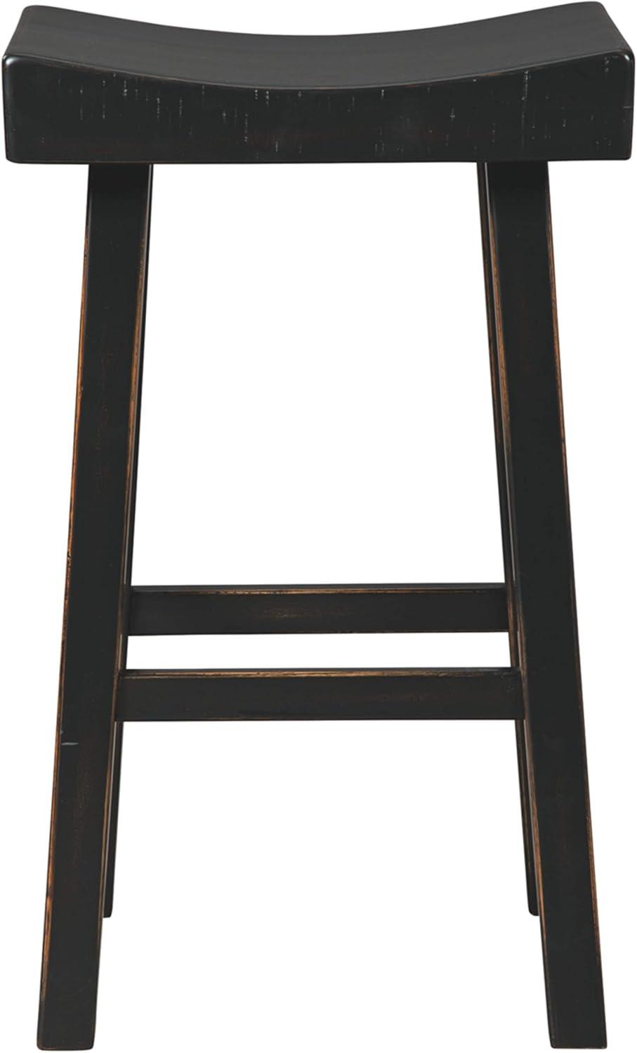 Transitional 31" Black Wood and Metal Saddle Barstool