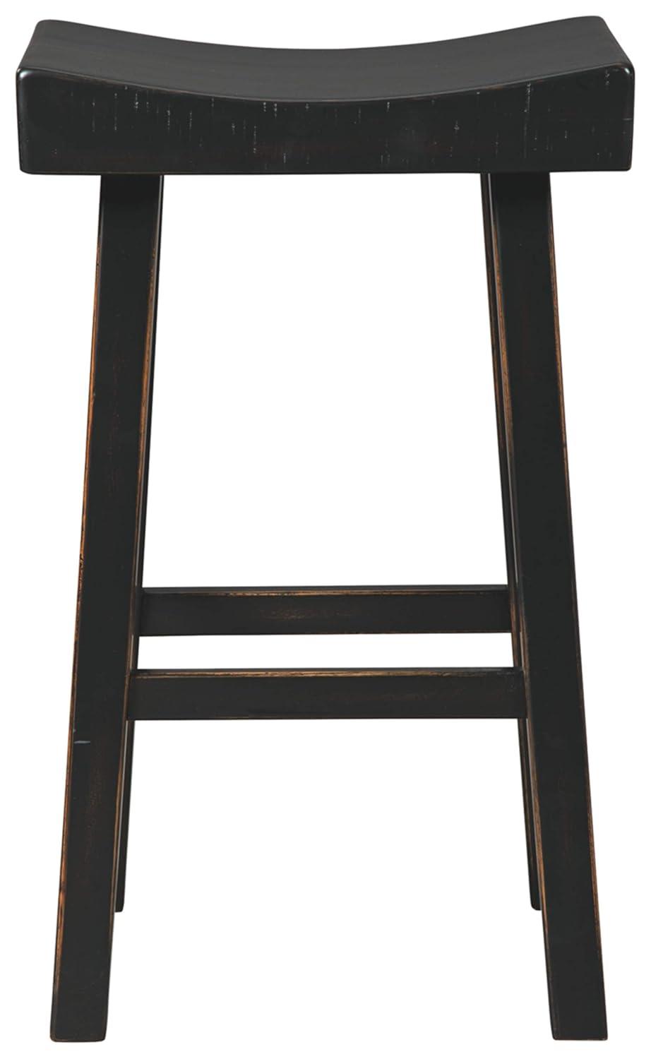 Transitional 31" Black Wood and Metal Saddle Barstool