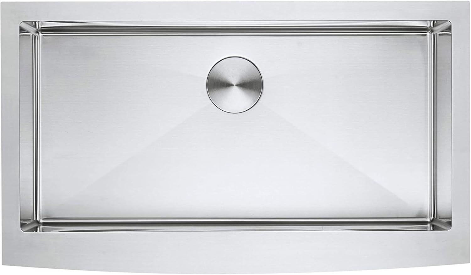 36-Inch Brushed Stainless Steel Farmhouse Apron-Front Single Bowl Kitchen Sink