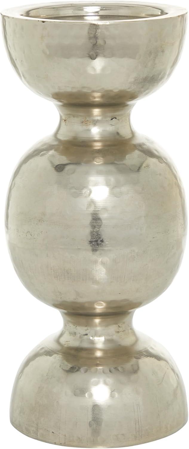 DecMode Silver Metal Handmade Pillar Candle Holder