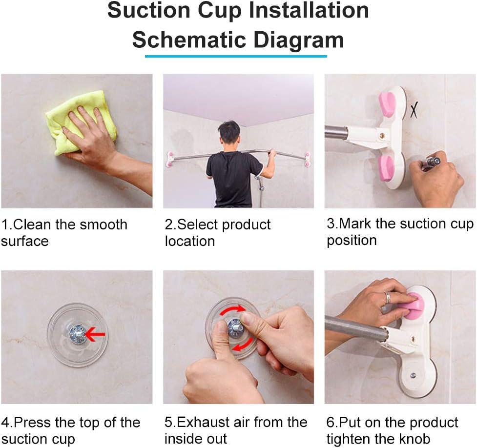 Hershii Curved Corner Shower Curtain Rod Wall Mounted L-Shaped Bathroom Curtain Hanger Pole Decorative Extendable Bathtub Metal Shower Rail Bar 40.15'' x 46.45 ''- 70.86''