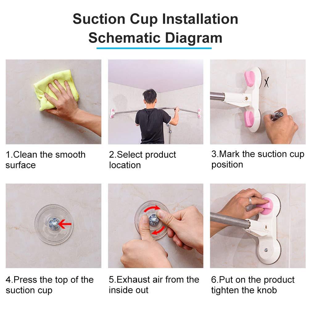 Hershii Curved Corner Shower Curtain Rod Wall Mounted L-Shaped Bathroom Curtain Hanger Pole Decorative Extendable Bathtub Metal Shower Rail Bar 40.15'' x 46.45 ''- 70.86''