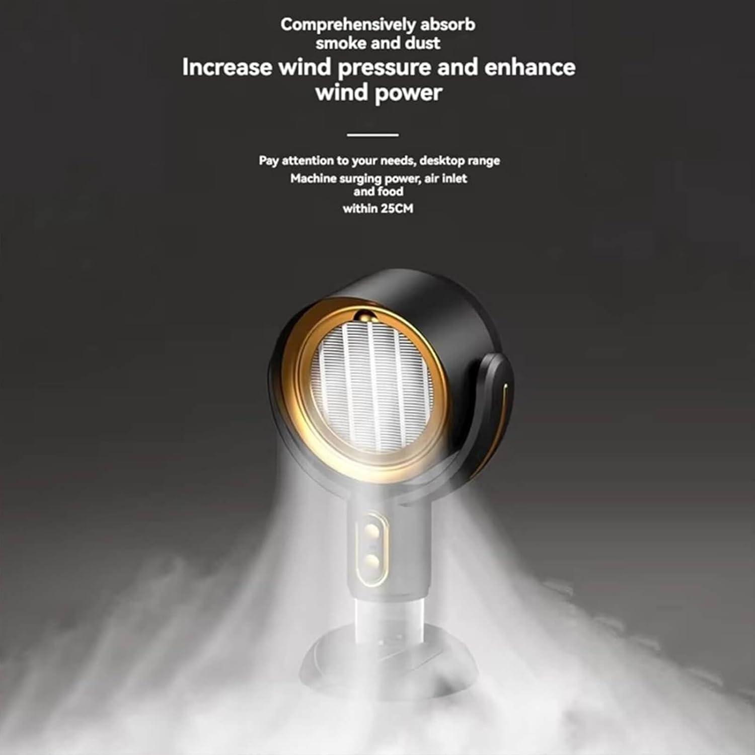 Daiosportswear Smoke Fan for Smoking indoors, the High Fan for Smoking, Wireless Mini Portable Range Anion Desktop Range Hood/Purifier Compact Fan Aromatherapy Diffuser Filter