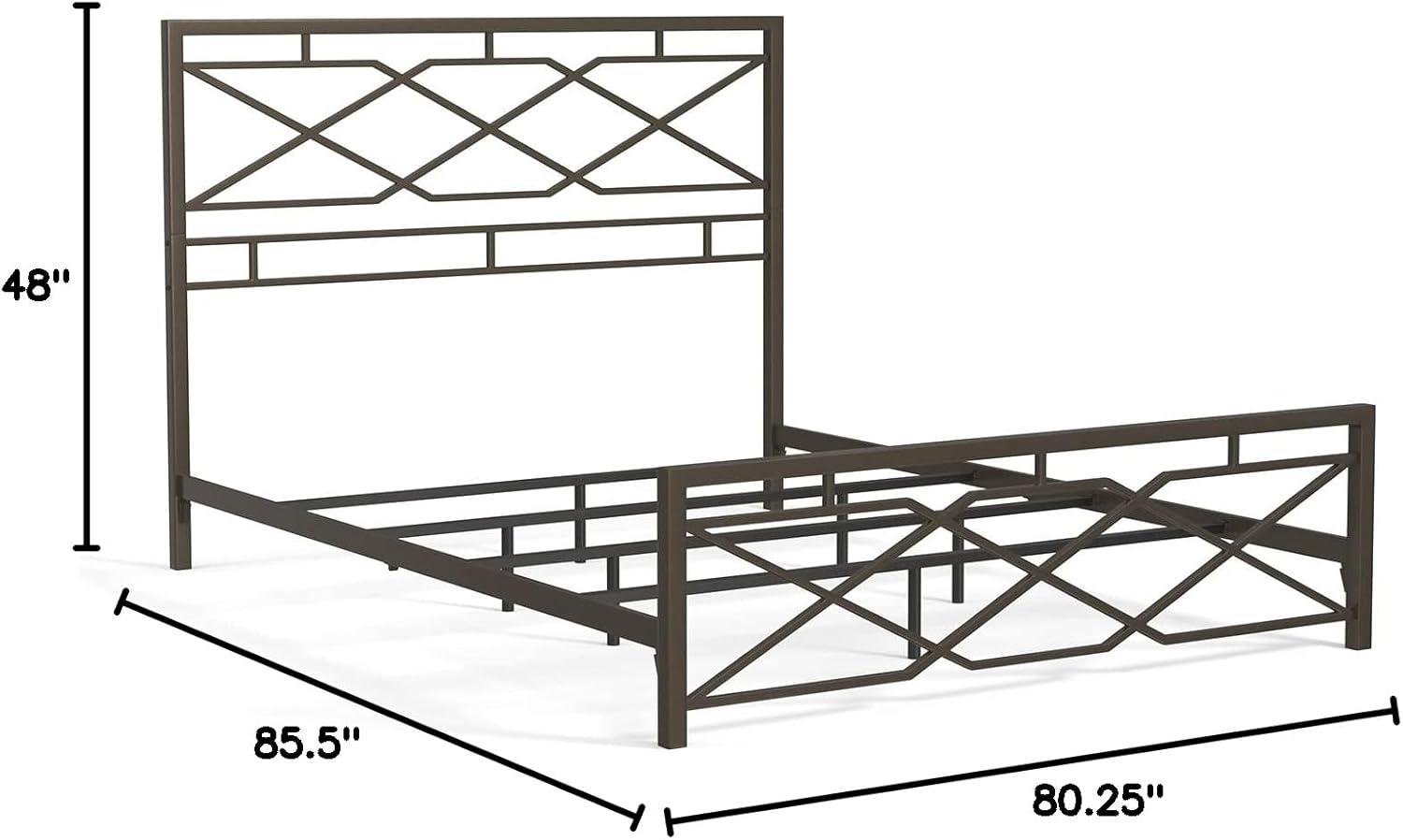 eLuxury Modern Industrial Metal Alpine Bed Frame