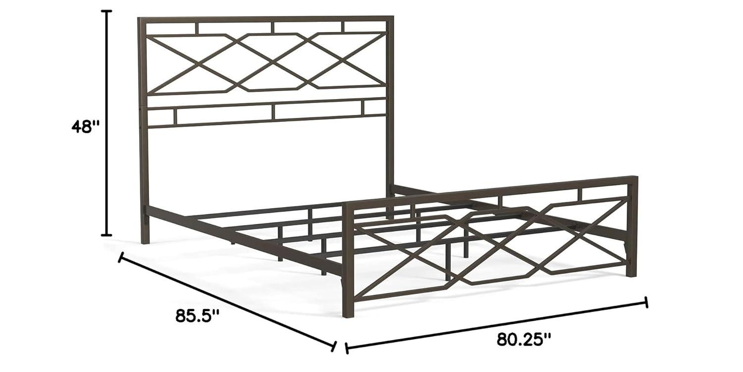 17 Stories Mcintosh Industrial Metal Snap Assembled Bed Frame