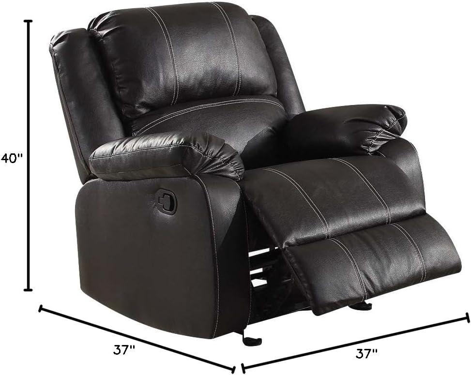Metal and Leatherette Rocker Recliner with Cushioned Armrests Black - Saltoro Sherpi