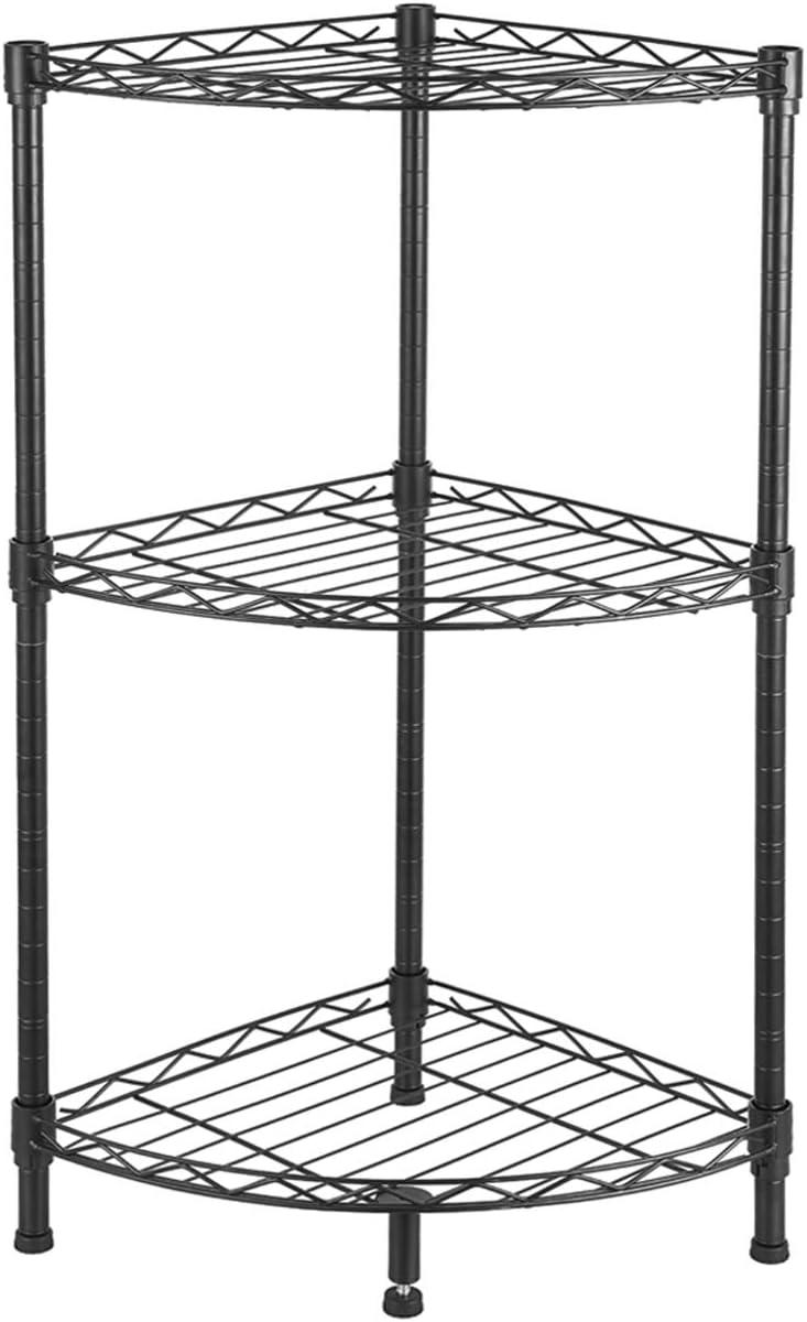 3-Tier Corner Wire Shelving Utility Storage Organizer Shelf Rack for Kitchen Living Room Bathroom MITPATY