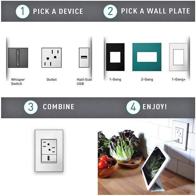 Legrand adorne 2-Gang Screwless Wall Plate in Gloss White-on-White Finish, AWP2GWHW10