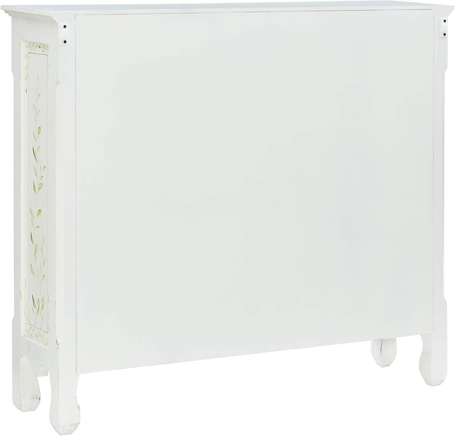 Linon Cillian Two Door Two Drawer Hand Painted Cabinet Console in White Wood