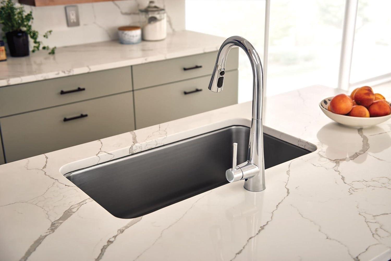 Sleek Pull Down Single Handle Kitchen Faucet with Power Boost Technology and Duralock