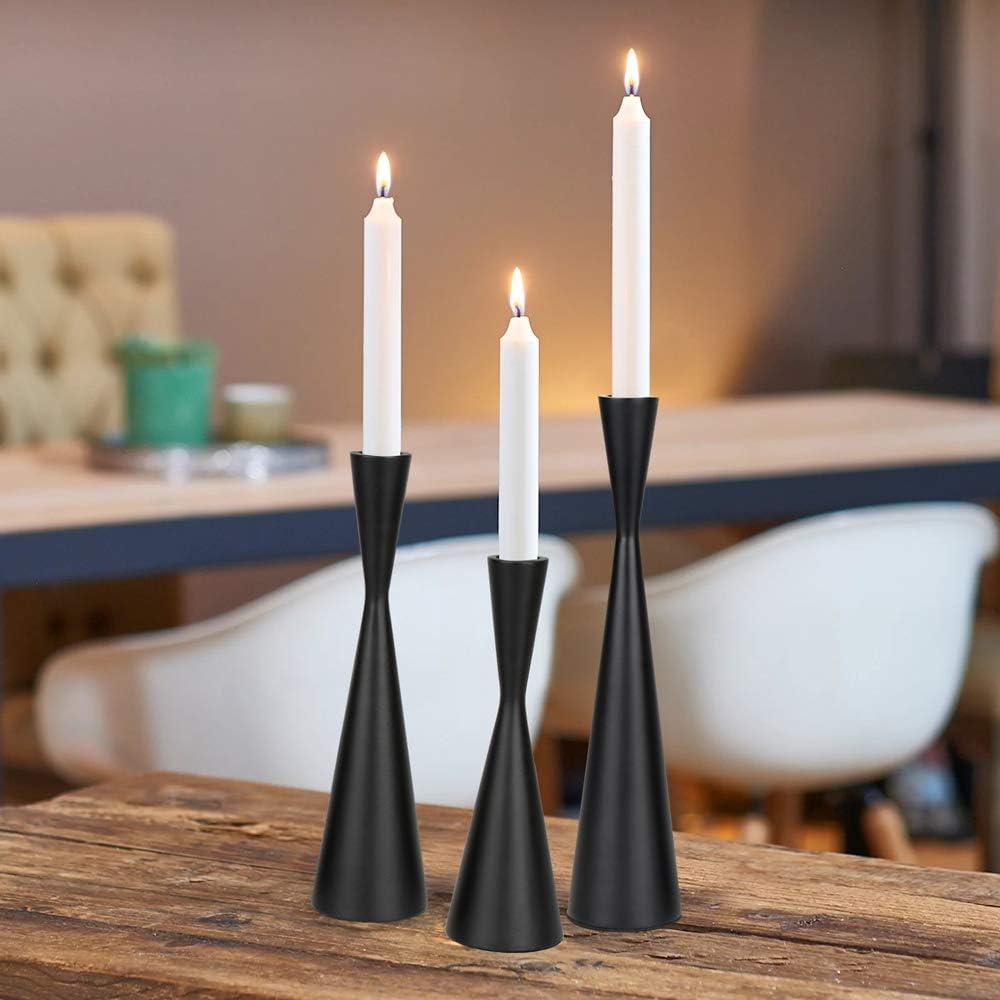 Set of 3 Black Metal Taper Candlestick Holders