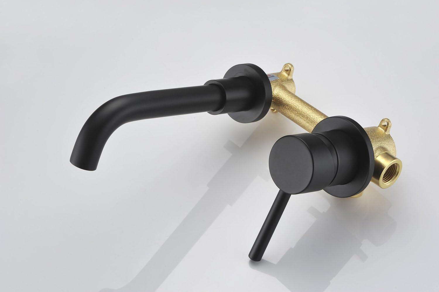 wall mount faucet, bathroom faucet matte black, rough-in valve included