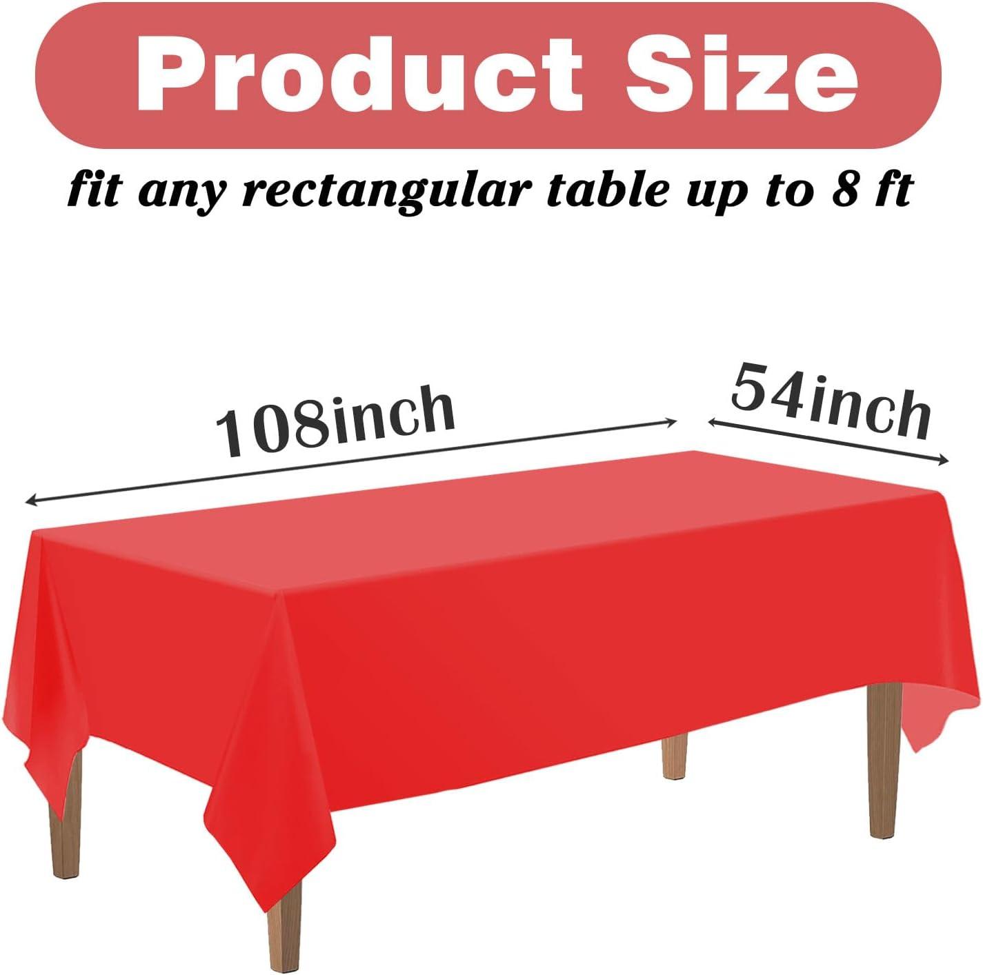 Crown Display Premium Quality Plastic Tablecloth 84 Inch. Round- Red- 6 Packs