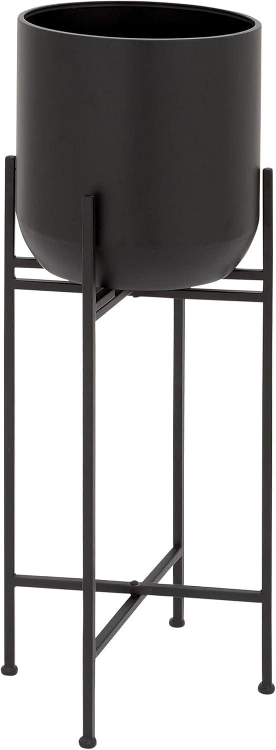 Olivia & May Modern With Stand Iron Planter Pots Black