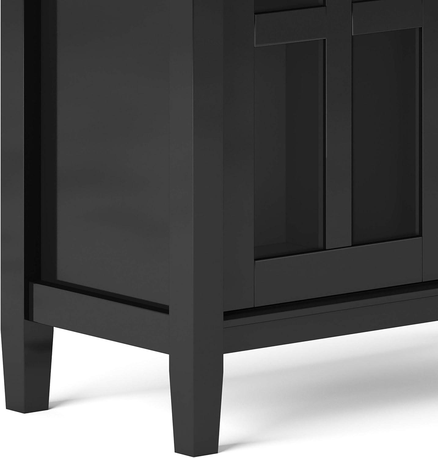 Simpli Home Warm Shaker Wood 32" Transitional Low Cabinet in Black