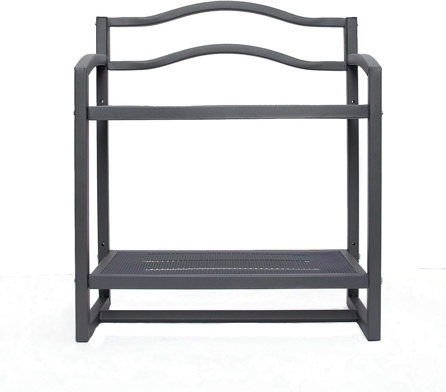 Household Essentials 2 Tier Metal Wall Mount Bathroom Storage Rack Gray: Wall Storage Basket & Bathroom Containers