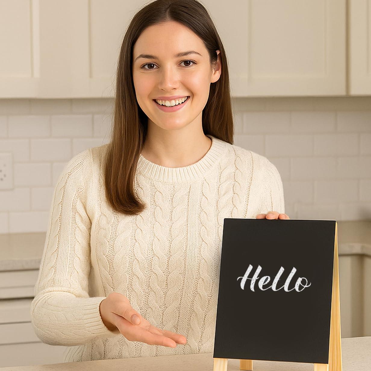 Hampton Art Dry Erase Chalk Easel W/Marker & Chalk, Chalkboard Easel, A Frame Chalkboard Sign, Whiteboard Easel For Classroom, Teacher Easel, White Board Chalk Board