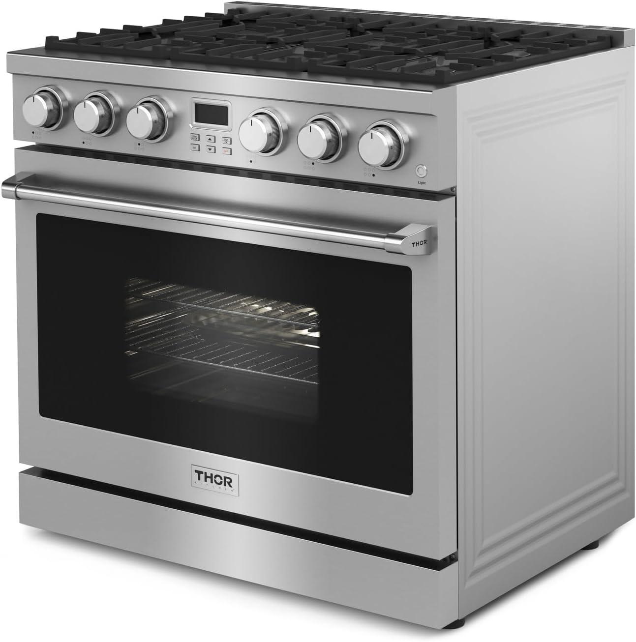 36-Inch Stainless Steel Freestanding Gas Range with Convection Oven