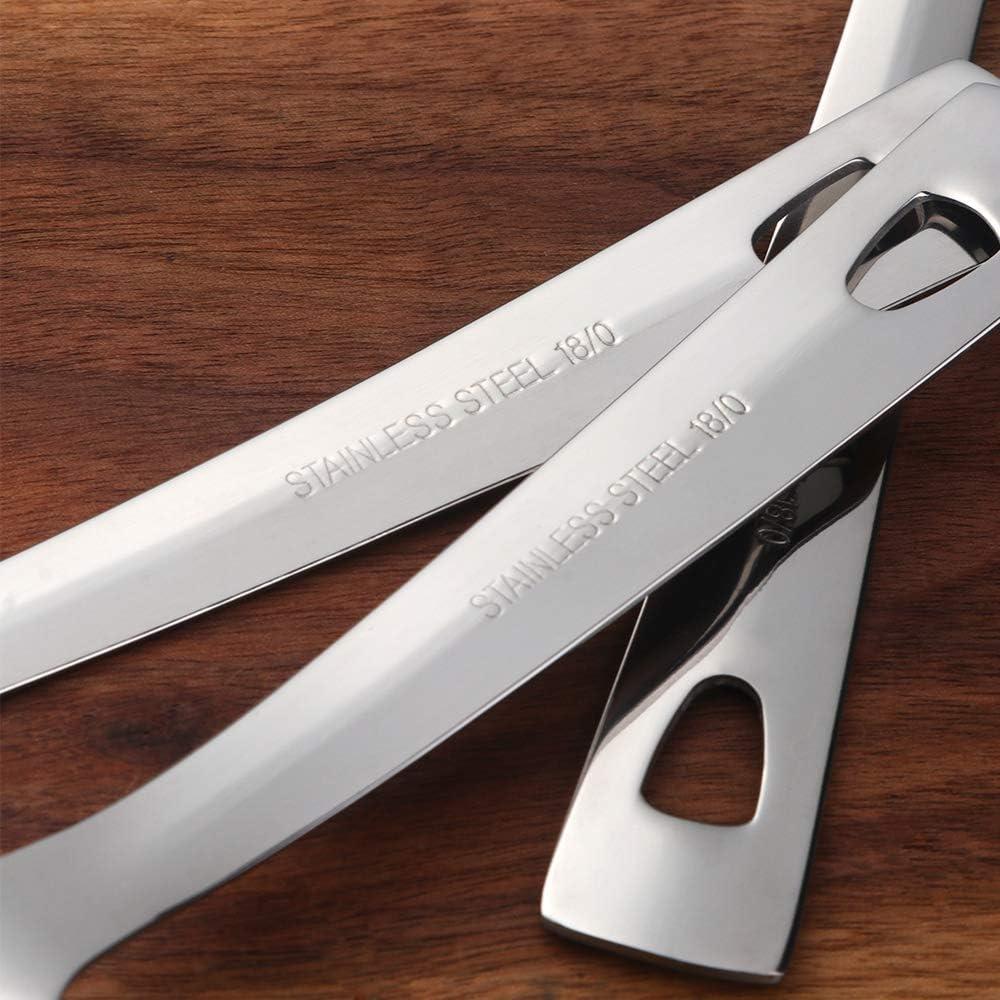 13-Inch Serving Spoons Set of 6, dongbo Stainless Steel Long Handle Buffet Serving Spoons for Catering, Silver