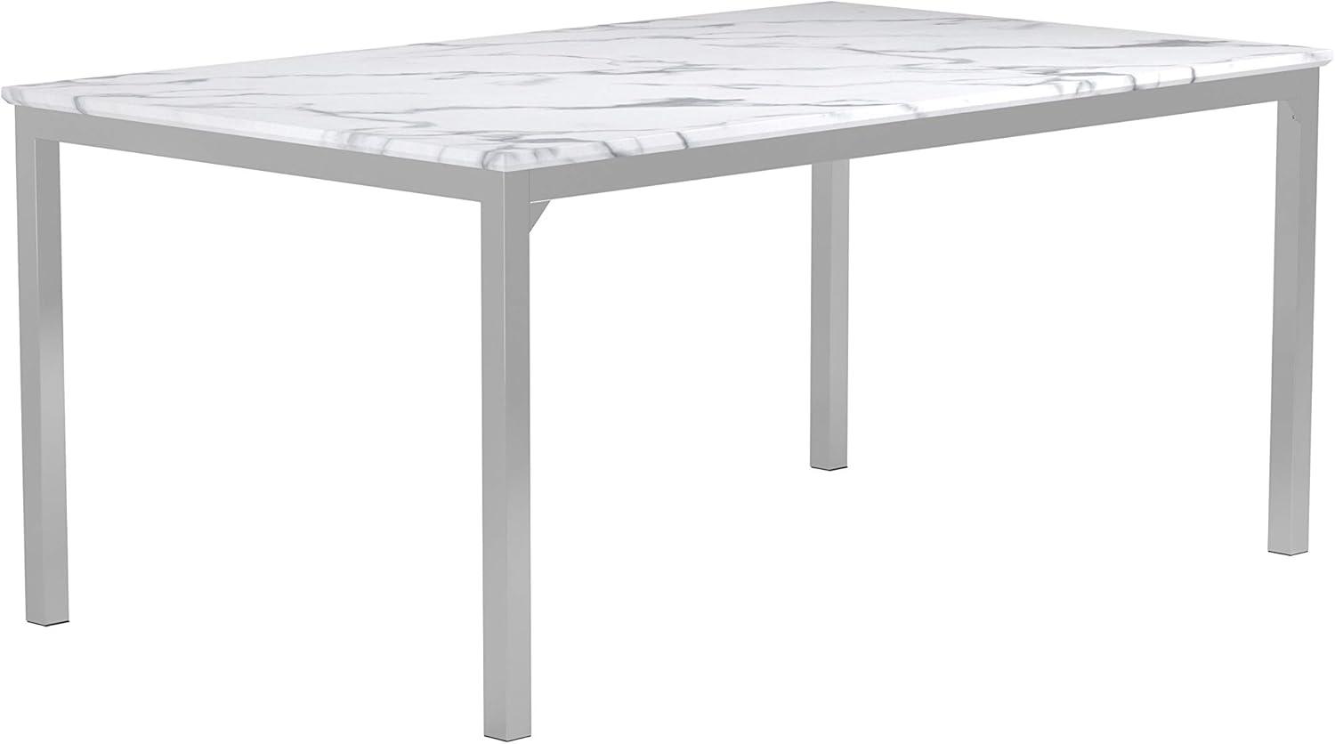 Coaster Athena Rectangle Metal Dining Table with Marble Top in Chrome