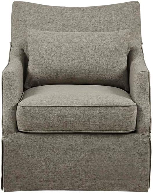 Martha Stewart London Skirted Swivel Chair Tan: Upholstered Polyester, No Assembly Required