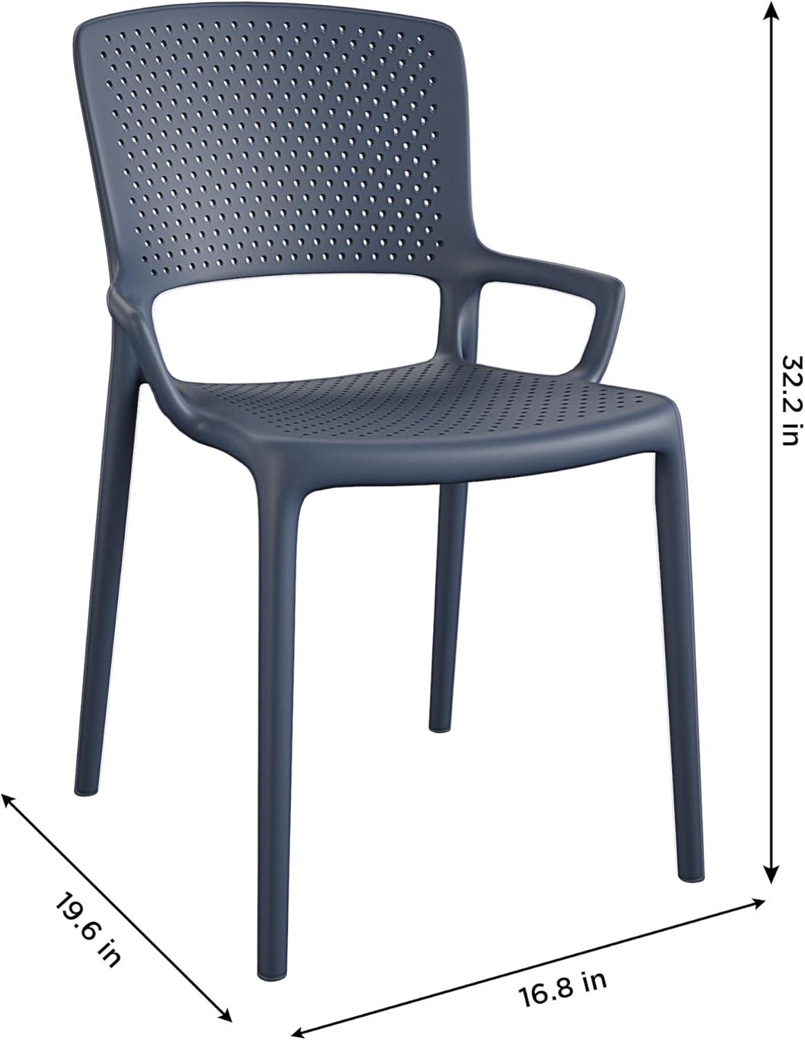 COSCO Outdoor/Indoor Stacking Resin Chair with Square Back and Arms