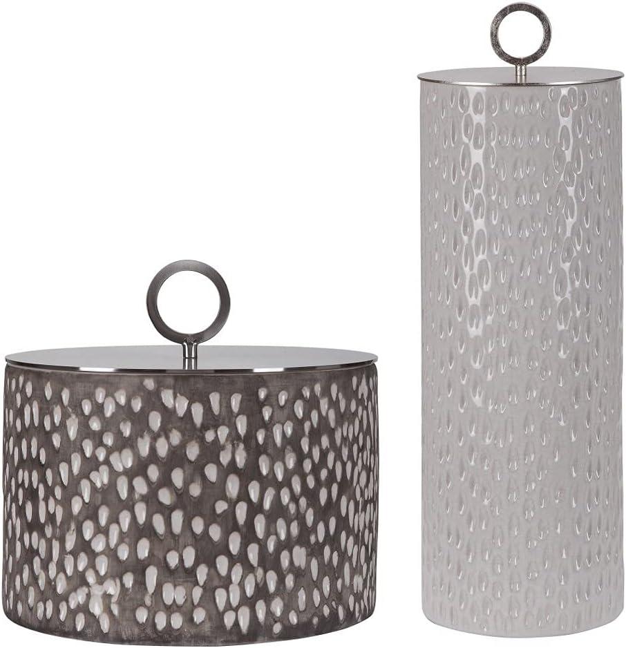 Bowery Hill Modern Ceramic Container in Off White (Set of 2)