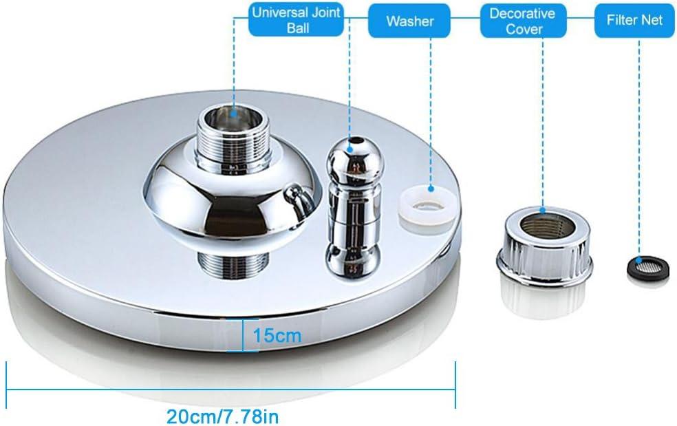 Rain Shower Head, 8" inch Round LED Shower with 3 Color Temperature Controlled Lights Changing automatically Water Rainfall High-Pressure Bathroom Shower Head