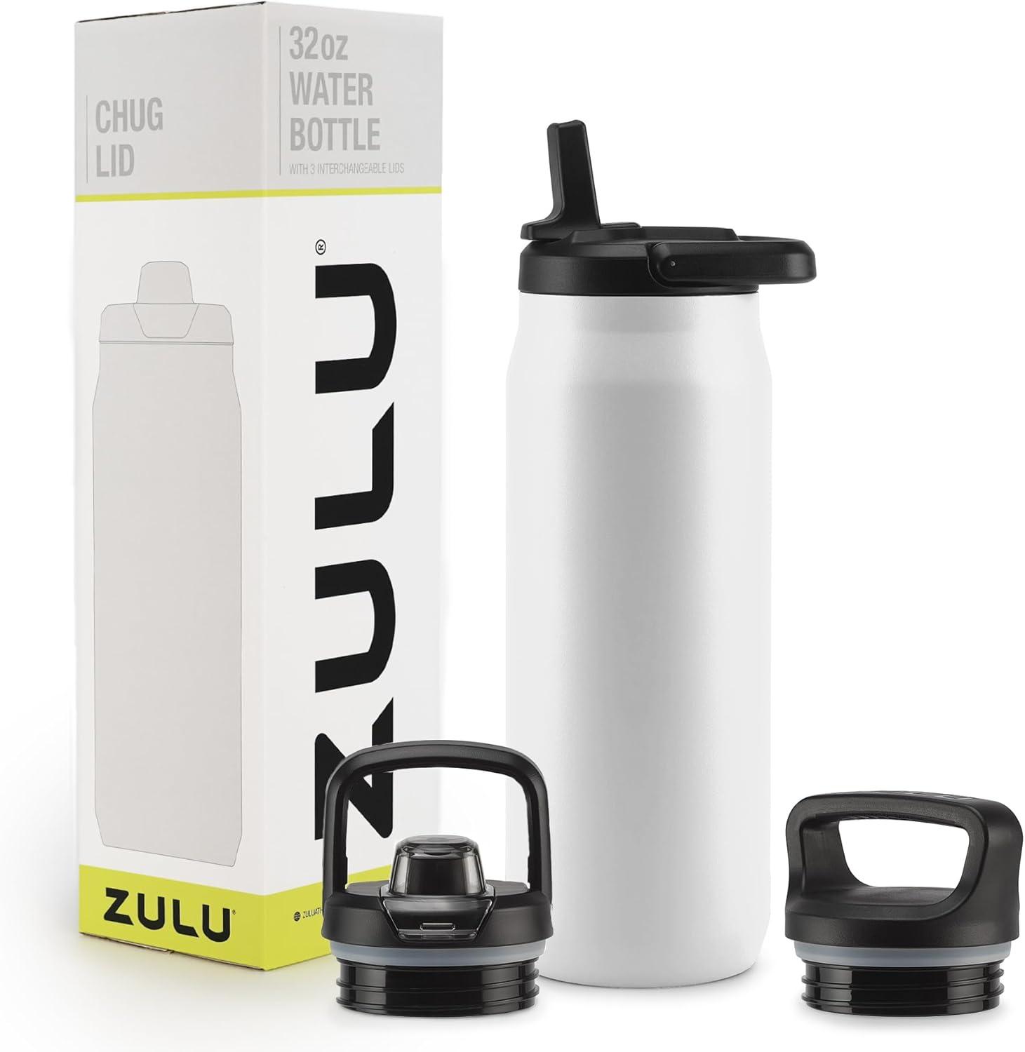 Zulu Base 32oz Stainless Steel Water Bottle - White