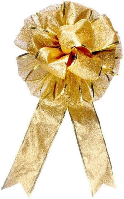 Gold Polyester Christmas Tree Topper Bow with Long Tails