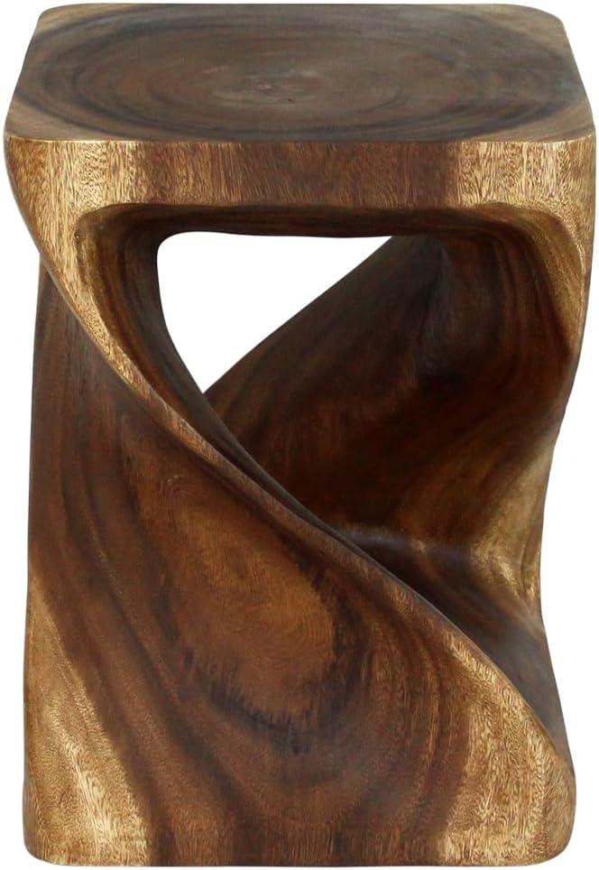 Haussmann® Wood Twist End Table 15 x 15 x 20 inch High Walnut Oil