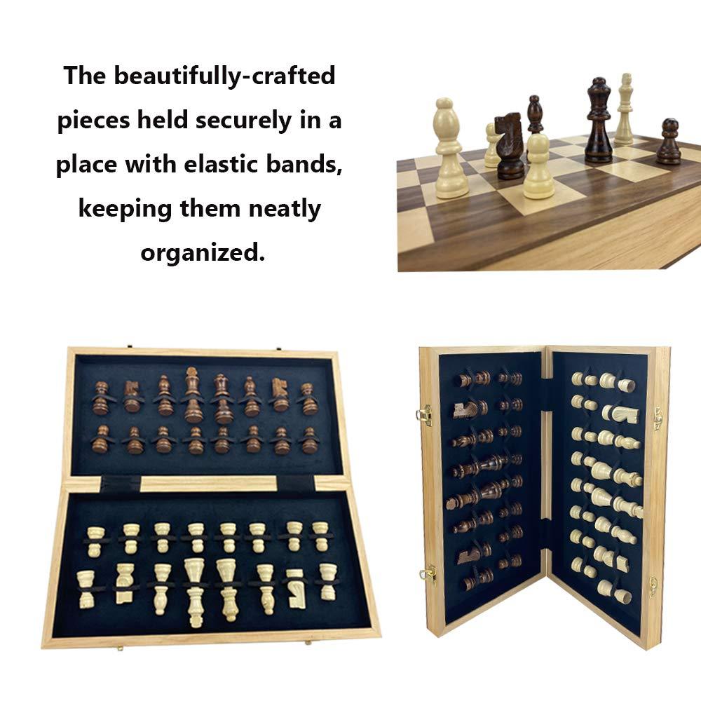 15inch Chess and Checkers Game Set - Chess Unique Gift for Kids and Adults. Durable Wooden Pieces, Sleek Wooden Board.Chess Introduces Strategy and Problem-Solving. Family Game Night Activity