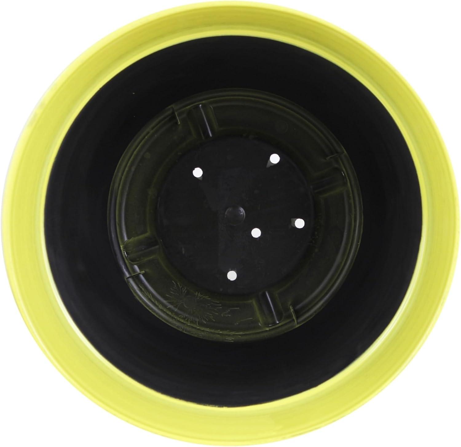 Garden Elements Indoor/Outdoor Glazed Brushed Happy Plastic Planter, Large, Bright Yellow, 15"