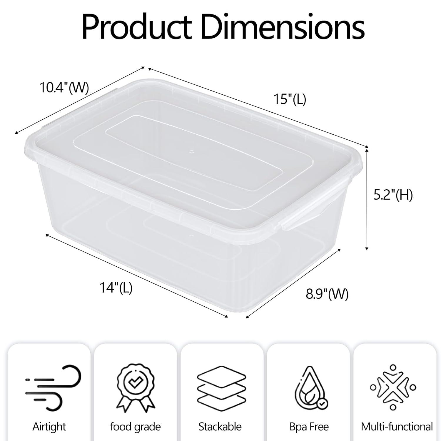 4-Pack 14 L Clear Dough Proofing Box, Food Pizza Storage Container